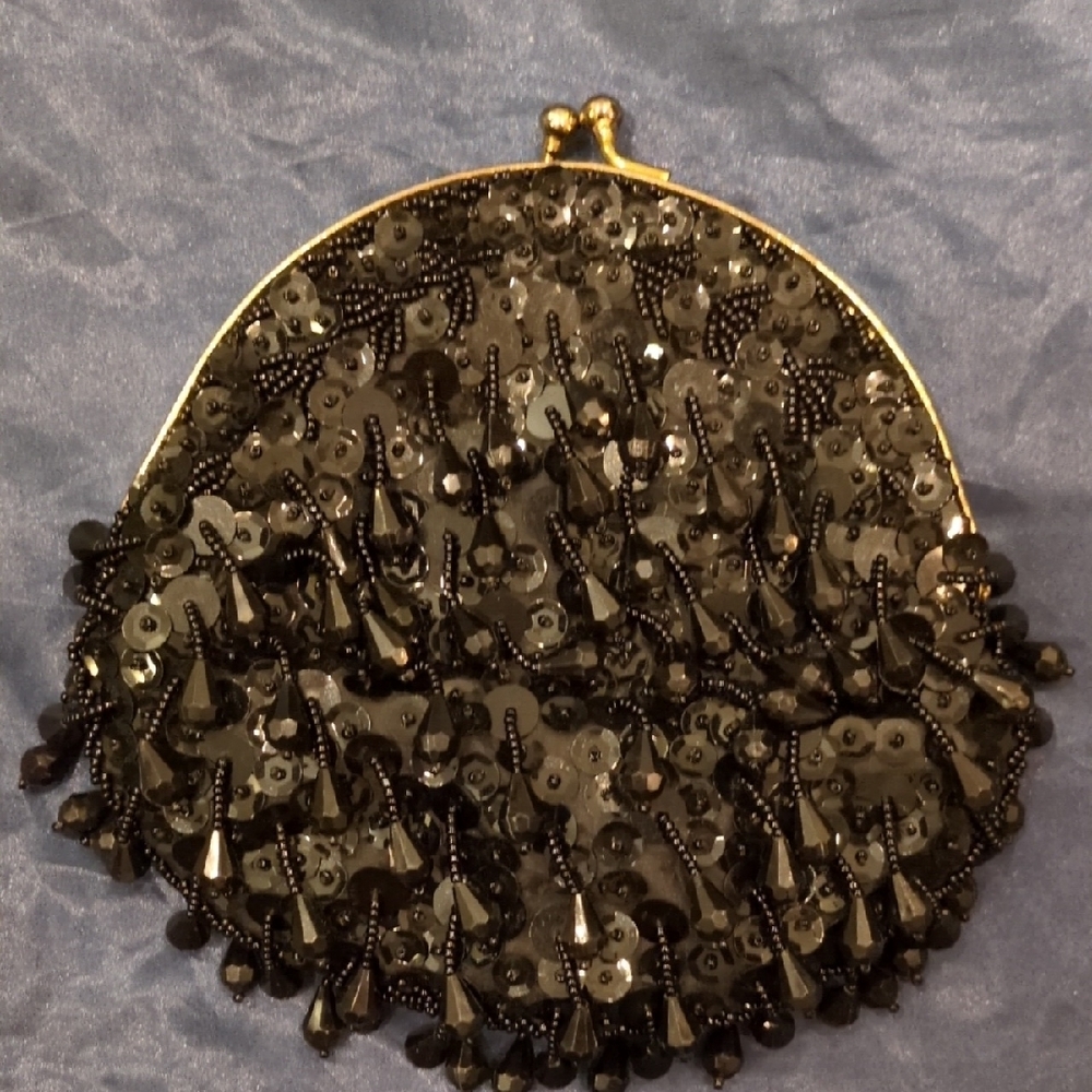 Vintage Black Beaded Clutch